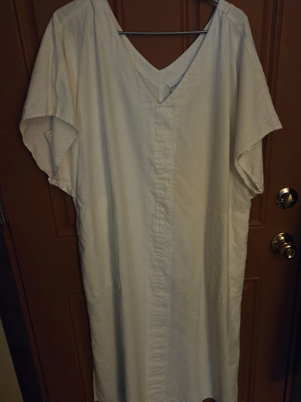 Ava & Viv Cream V-Neck Linen Blend Maxi Dress